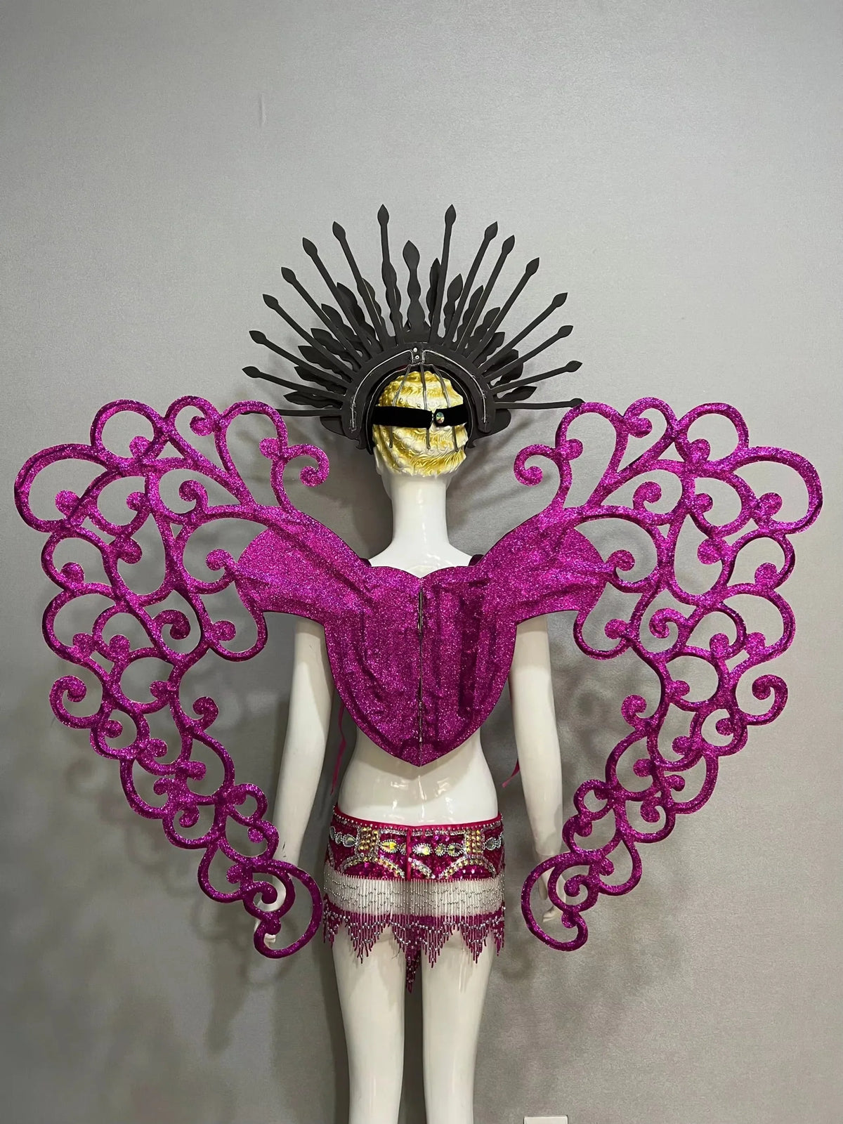 Jewel-Toned Feathered Wings and Headdress Set