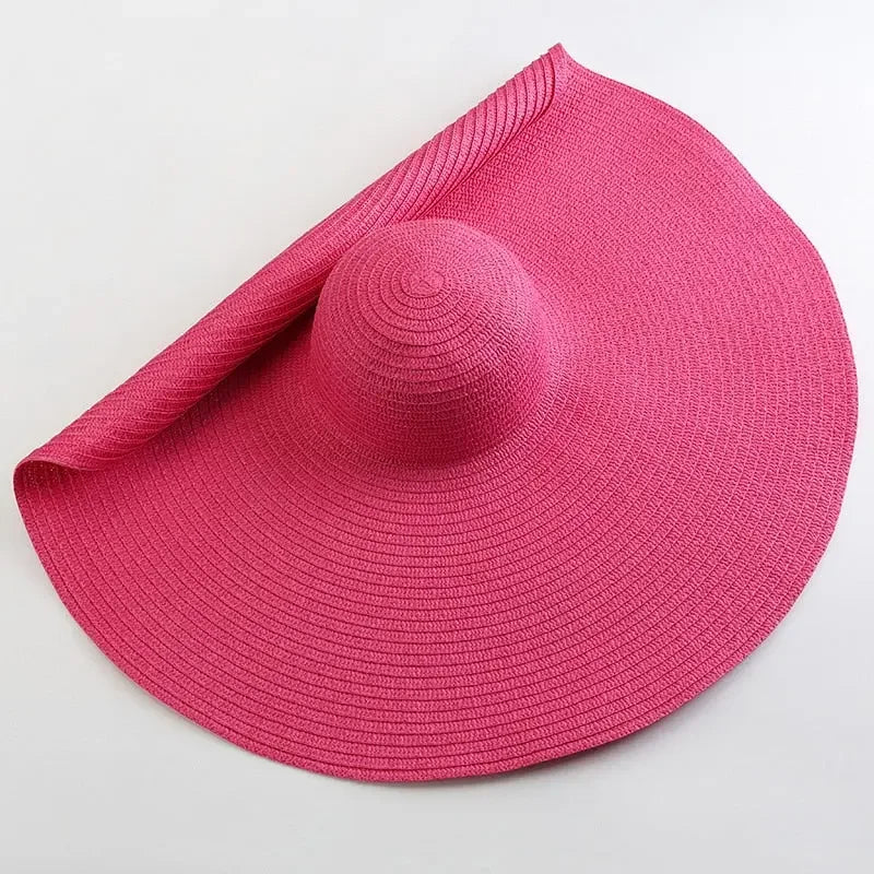 70cm Oversized Wide Brim Sun Hat Travel Large UV Protection Beach Straw Hats Women's Summer Floppy Foldable Chapeaux Wholesale