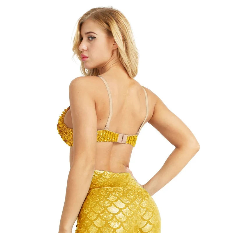 The Stardust Prism Sirena – Sequined & Looped Beading Padded Push-Up Bra Top