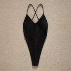 Para Praia Sexy Deep V High Cut One Piece Swimsuit 2025 Thong Swimwear Women High Waist Monokini Backless T-back Bathing Suit Luxlife Brands