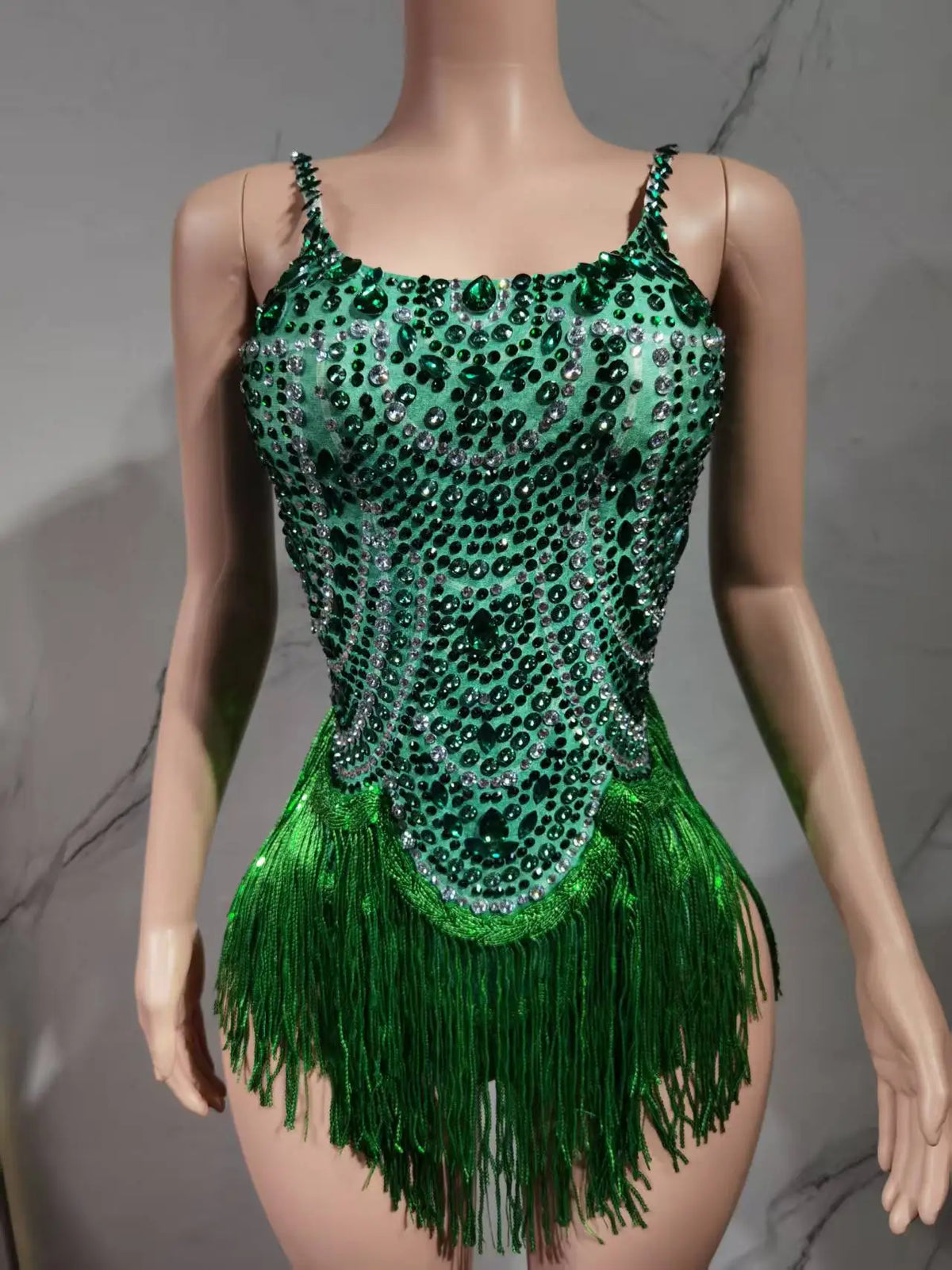 The Stardust Festival Fringe Bodysuit – Luxury Rhinestone Tassel Showgirl Costume