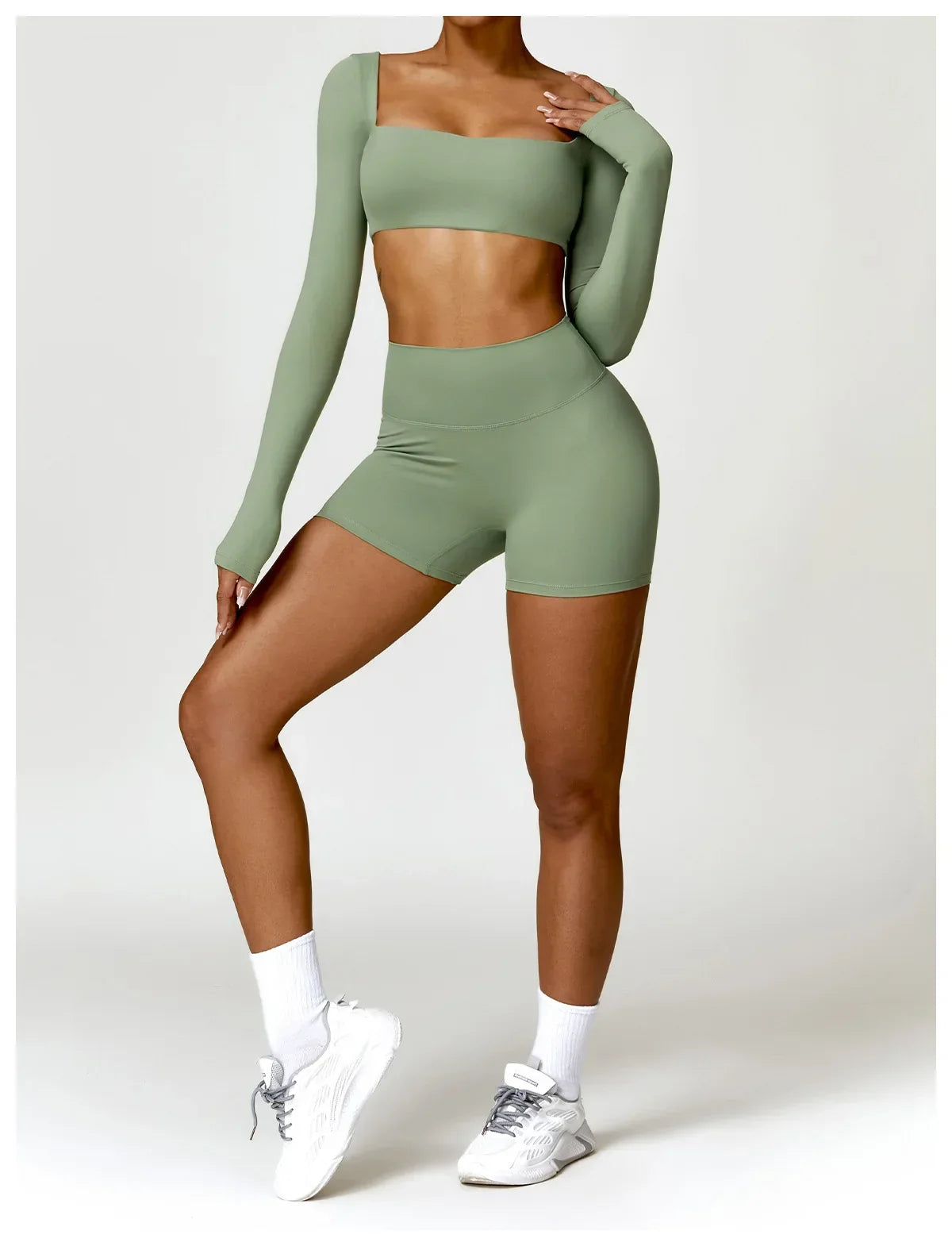 New Long sleeve Shirt Sports Set Women Fitness Tights Yoga Set Crop Top Running High Waist Gym Set Womens Outfits Yoga Clothing