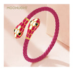 Double Snake Head Cuff Bangles Braided Leather Luxlife Brands