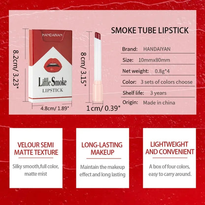 E74C 4PCS/Set Cigarette Lipstick  Matte Long Lasting Waterproof Lip Stick Non-Stick Cup Waterproof Lips Makeup LUXLIFE BRANDS
