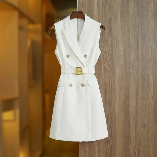 Brittany Blazer Dress with Gold Buttons