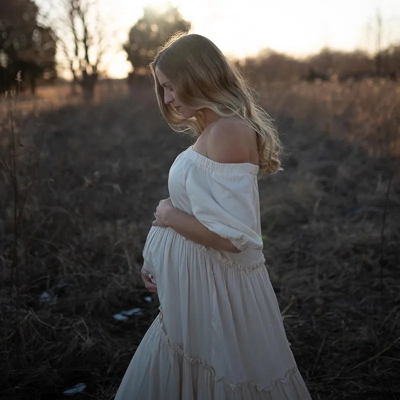 Vintage Boho Maternity Maxi Gown