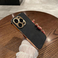 Sheepskin Phone Case For iPhone 15 11 13 12 14 16 Pro Max Plus Plating Bumper Turn Fur Lambskin Leather Metal Lens Phone Cover Luxlife Brands