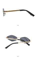 Luxury Polygon Sunglasses for Women Hipster Irregular Rimless Sunglasses Ladies Small Metal Frame Vintage Rhombus Eyewear Brown Luxlife Brands