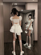 2022 White Sexy Backless Mini Dress Women Korean Fashion Casual Elegant Party Dress Female Ruffle Kawaii Lolita Party Y2k Dress Luxlife Brands