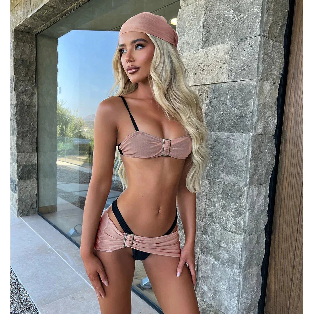 4 Pcs Bikini Set Micro Bikinis 2024 Sexy Women Swimsuits Female Swimwear Bathing Suit Swimming Suits Beachwear Thong Biquini