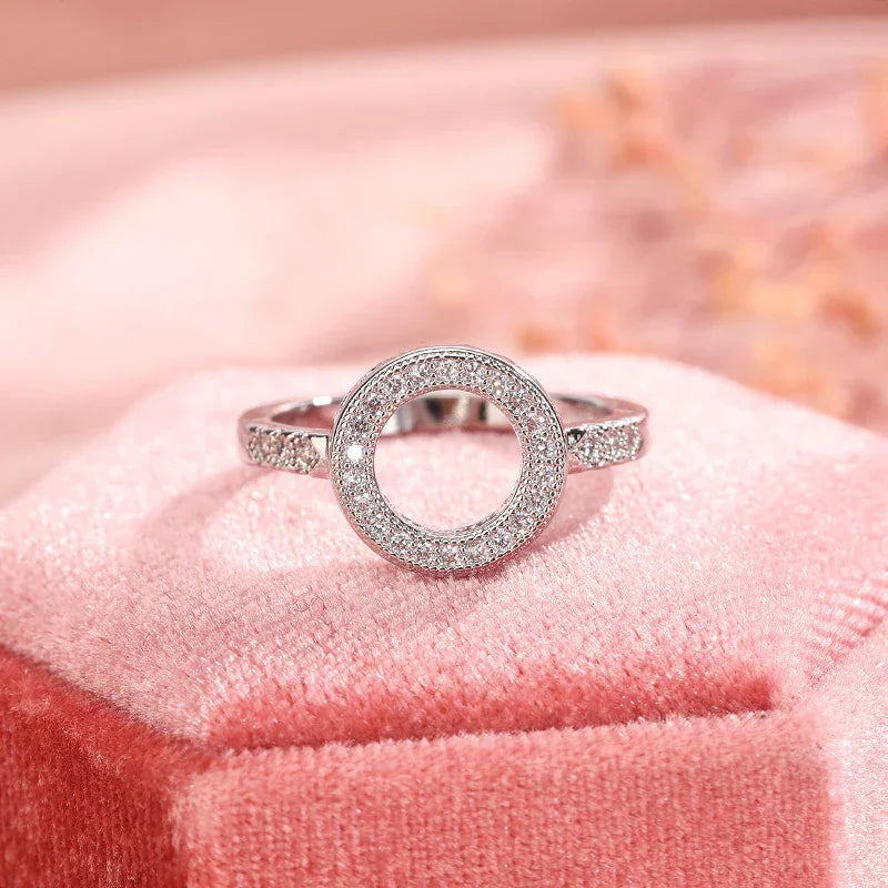 Excellent Round Zircon Ring 925 Sterling Silver AAAA Crystal Inlaid Wedding Ring Female Jewelry Wedding Bride Simple Jewelry LUXLIFE BRANDS