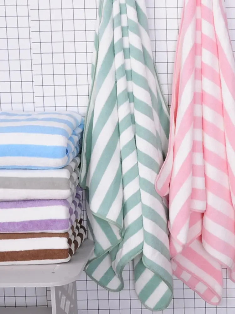 Hotel beauty salon quick-drying beach towel home soft absorbent face towel striped coral fleece bath towel
