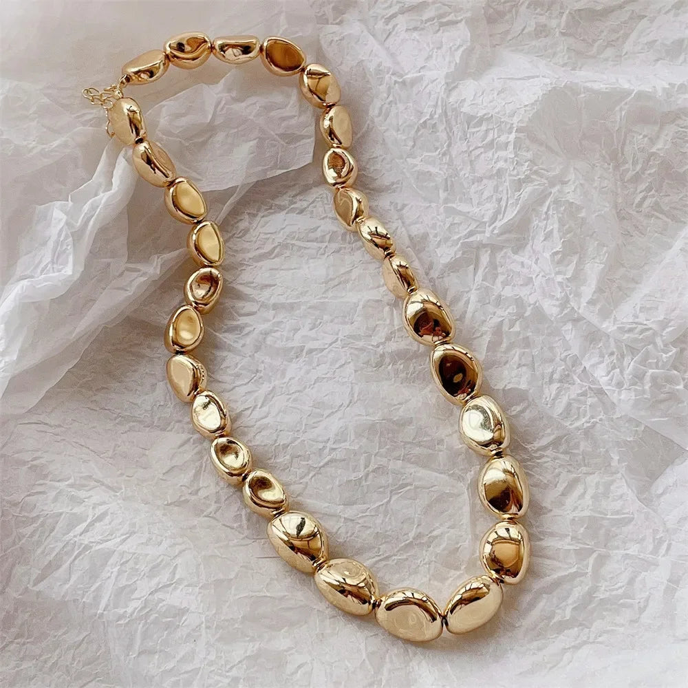Vintage Silver-plate Geometric Exaggerated Artificial Pearl Chain Necklace For Women Female Fashion Boho Y2K Girl Jewelry Gift Luxlife Brands