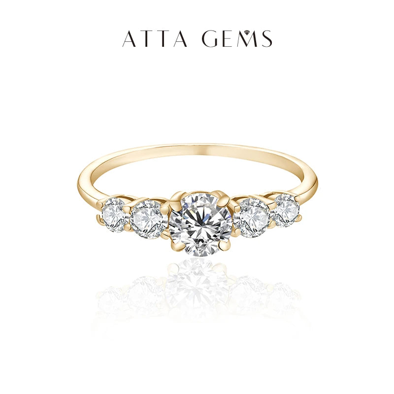 Round Cut D Color VVS1 Moissanite 10K 14K Yellow Gold Plated Engagement Wedding Band Moissanite Lab Grown Diamond Ring for Women