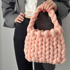 Beach Crochet Handbag Summer Straw Rope Knitting Top-Handle Bag for Women's Icelandic Wool Handmade Clutch Bag Lightweight Totes Luxlife Brands