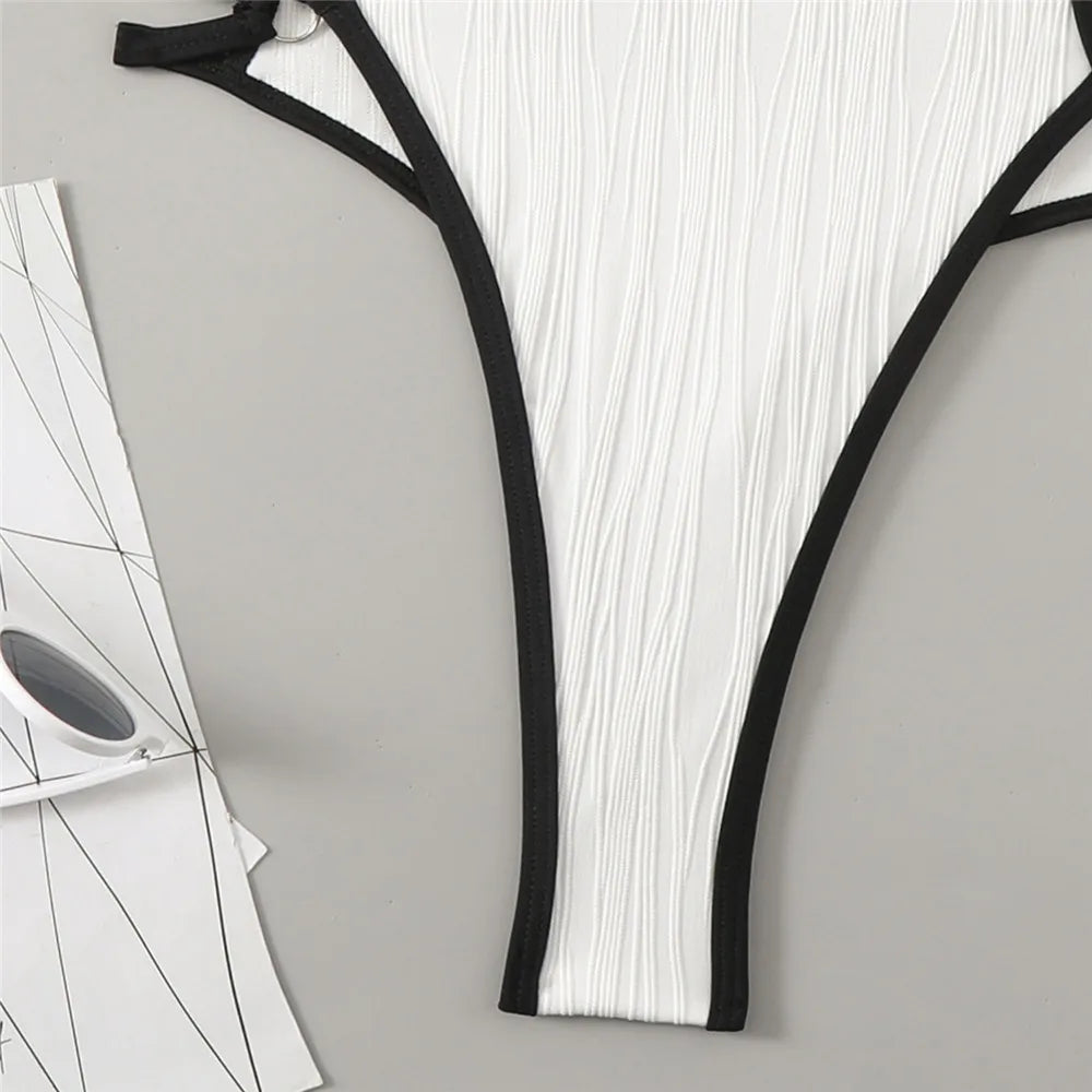 Sexy White Backless Swimwear Women 2024 One Piece Swimsuit Hollow Out Monokini Bathing Suit String Halter Swimming Wear Bather