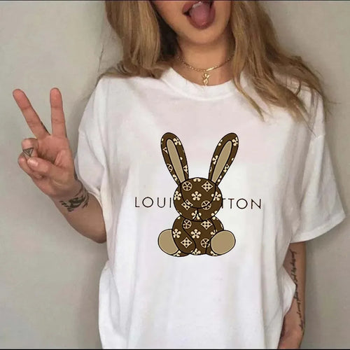 Cartoon Luxury Brand Printed Women T-shirt Plus Size Casual Short Sleeve Y2k Fashion Brand Harajuku Female Top Tees Lady Tshirt LUXLIFE BRANDS