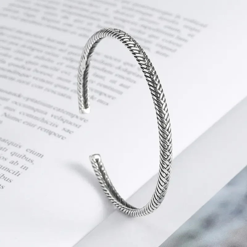 Silver Color Feather Cuff Bracelet for Men Women Vintage Adjustable Bracelet Bangle Fashion Jewelry - LUXLIFE BRANDS