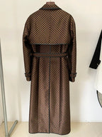 HIGH STREET Newest 2024 Fall Winter Designer Coat Women's Belted Monogram Jacquard Trench Overcoat LUXLIFE BRANDS