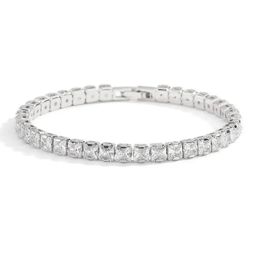 Double Row Moissanite Tennis Bracelet 3mm White Gold Plated Sterling Silver Lab Diamond with GRA Bracelet For Women Men