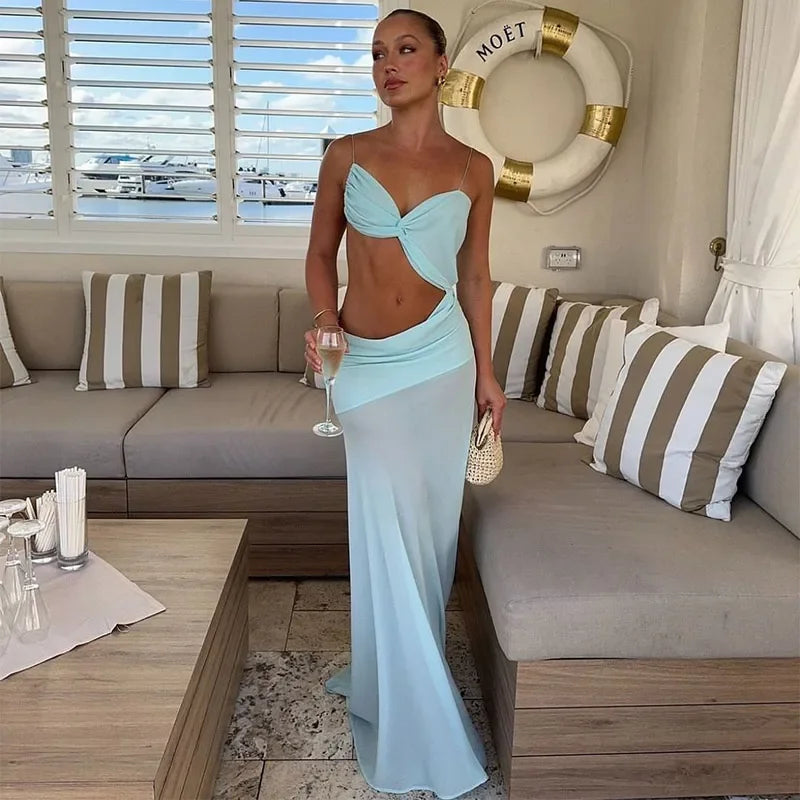 Frosted Fantasy Mesh Beach Dress – Icy Blue Showstopper Luxlife Brands