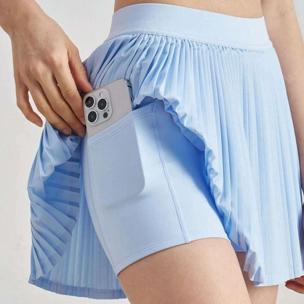 Solid Color Women Tennis Skirts High Waist Yoga Tennis Shorts Dress With Pockets Pleated Pocket Skirt Anti-Exhaust Quick Dry