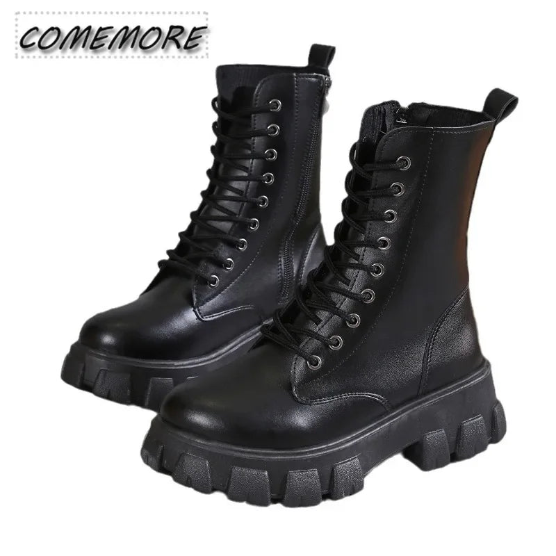 Chelsea Leather Platform Combat Boots LUXLIFE BRANDS