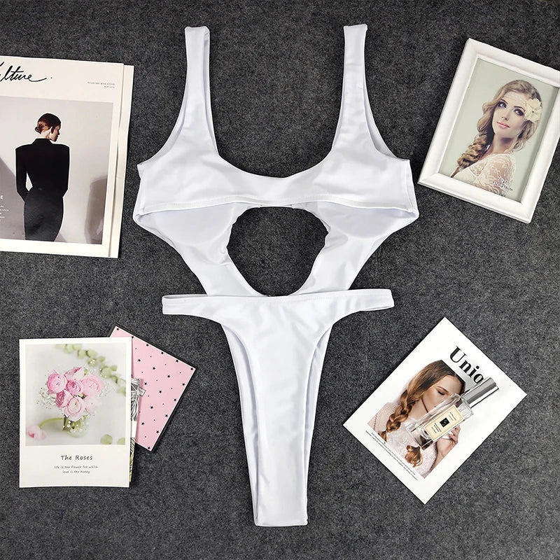 DEAT Fashion Women's New Hollow Out Lace Up One-piece Swimsuit High Elasticity Beach Vacation Style Bikini Female Trend 11A04793