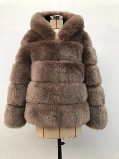 ZADORIN Winter Thick Warm Faux Fur Coat Women Furry Hooded Long Sleeve Faux Fur Jacket Luxury Winter Fur Coats Bontjas LUXLIFE BRANDS