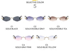 Trendy Rimless Polygonal Sunglasses Stylish Gradient Lens Metal Shades Eyewear Luxury Brand Small Rhombus Vintage Sun Glasses Luxlife Brands