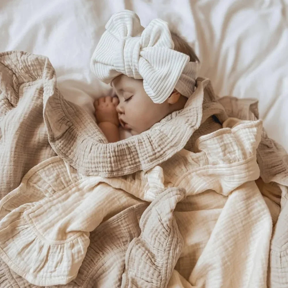 INS Ruffled Muslin Baby Swaddle Blankets for New Born Infant Bedding Organic Baby Accessories Newborn Receive Blanket Cotton Luxlife Brands