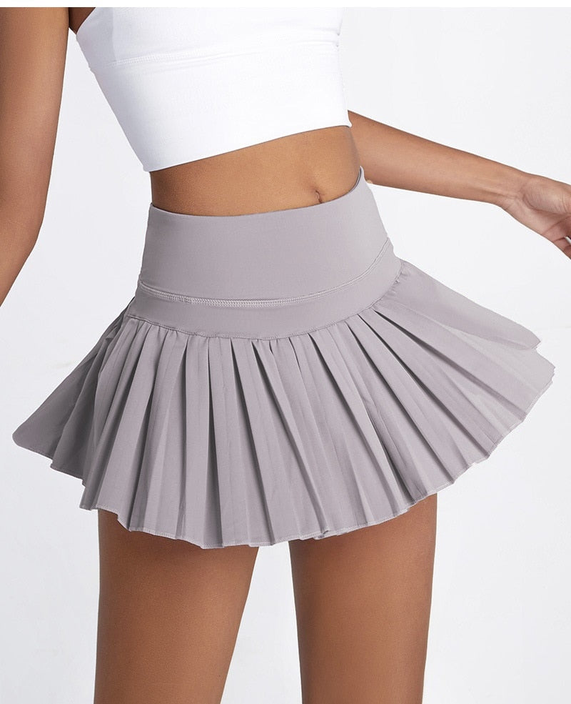 Cloud Hide Safe Tennis Skirts XS-XXL Gym Golf Running Pleated Pantskirt SEXY Women Sports Fitness Shorts Pocket High Waist Skort