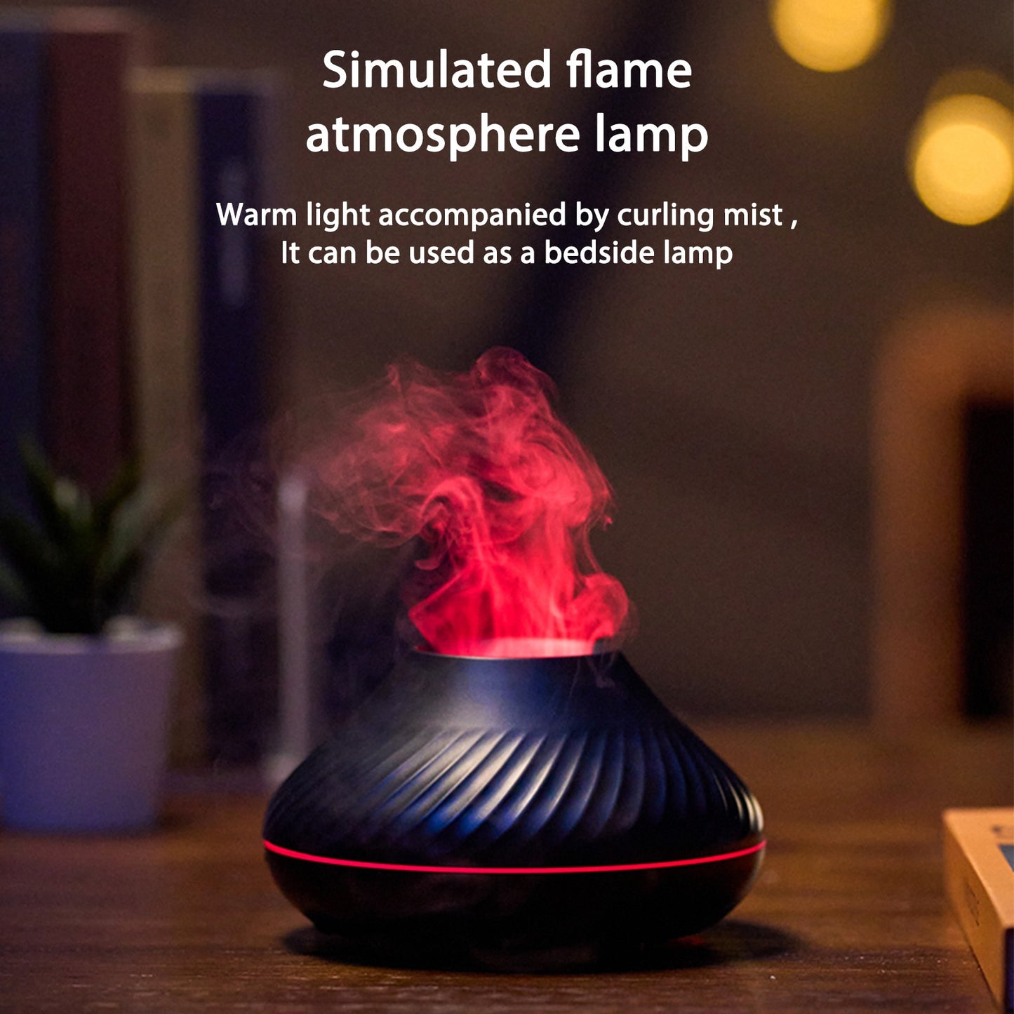 Led Night Lights Aroma Diffuser Simulation Flame 130ml Air Humidifier USB Quiet Aromatherapy Diffuser Sprayer for Bedroom Office