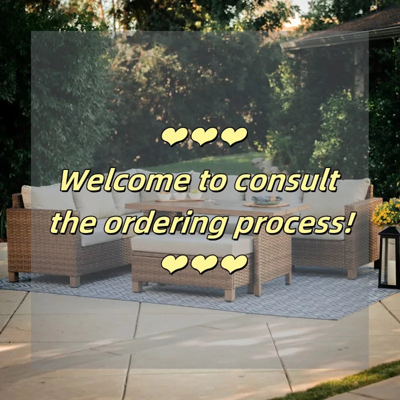 Nordic Hotel Villa Outdoor Sofas Garden Furniture Waterproof PE Hotel Villa Garden Rattan Aluminum Teak Wood Sectional Sofa Set Luxlife Brands