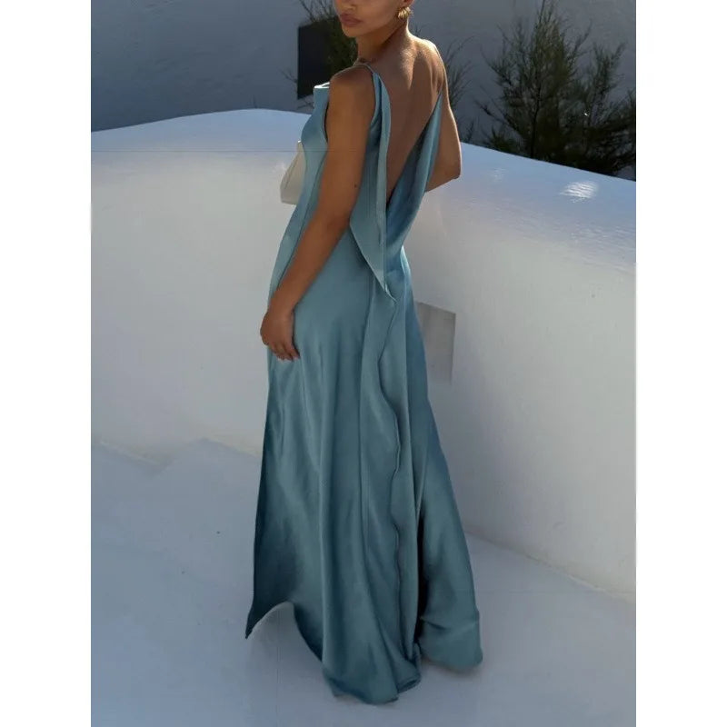 Elegant Women Guest Wedding Dress Sexy Strap Halter Backless Slim Cocktial Evening Maxi Dress Luxury Party Celebrity Prom Gown Luxlife Brands