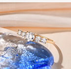 Round Cut D Color VVS1 Moissanite 10K 14K Yellow Gold Plated Engagement Wedding Band Moissanite Lab Grown Diamond Ring for Women Luxlife Brands