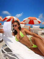 2025 Fashionable Women's Two-Piece Swimsuit - Vibrant Neon Green Color Perfect for Beach Wear and Pool Parties Summer Getaways Luxlife Brands