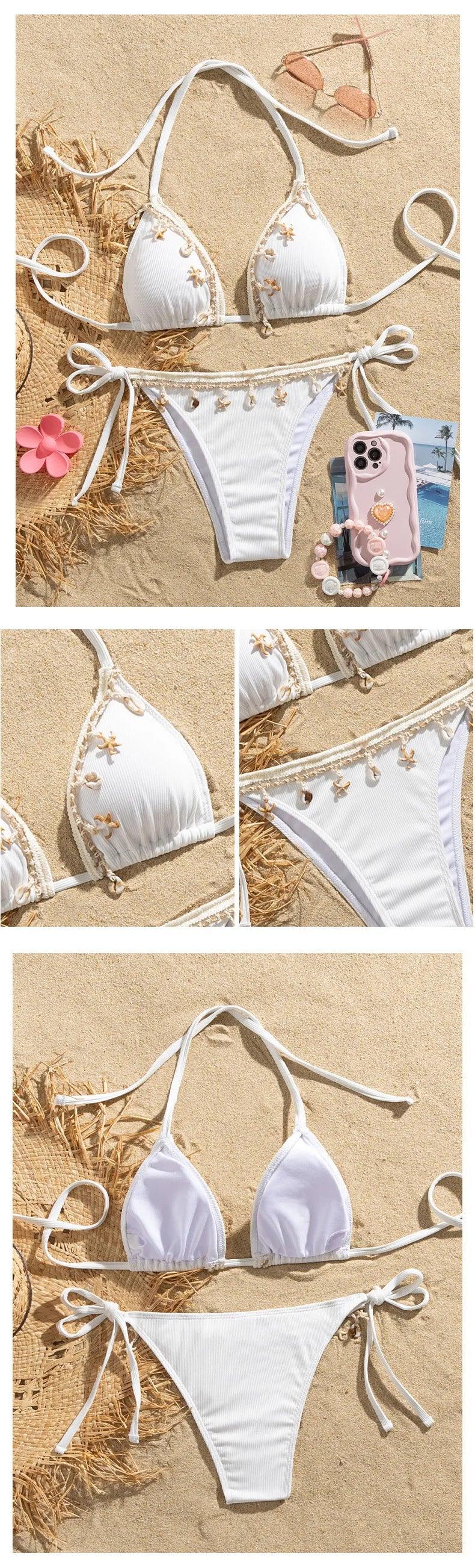 Sexy White Bikinis Women's Swimwear Female Swimsuit For Swimming Wear Bathing Suits Brazilian Bikini Set Beachwear Pool Bather