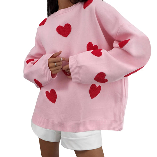 Embroidery Heart Valentine's Day Sweater LUXLIFE BRANDS