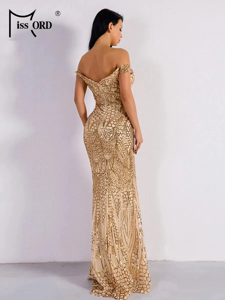 Naples Sequin Bodycon Maxi Gown LUXLIFE BRANDS