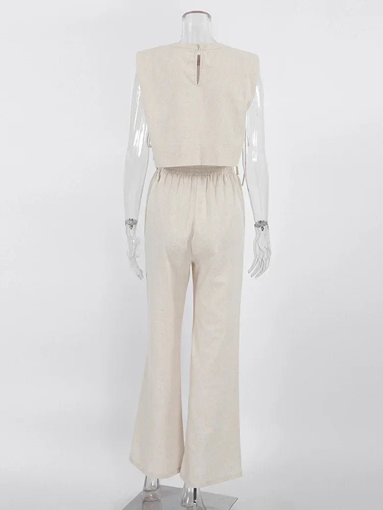 Linen Crop Top & Pants Set Luxlife Brands