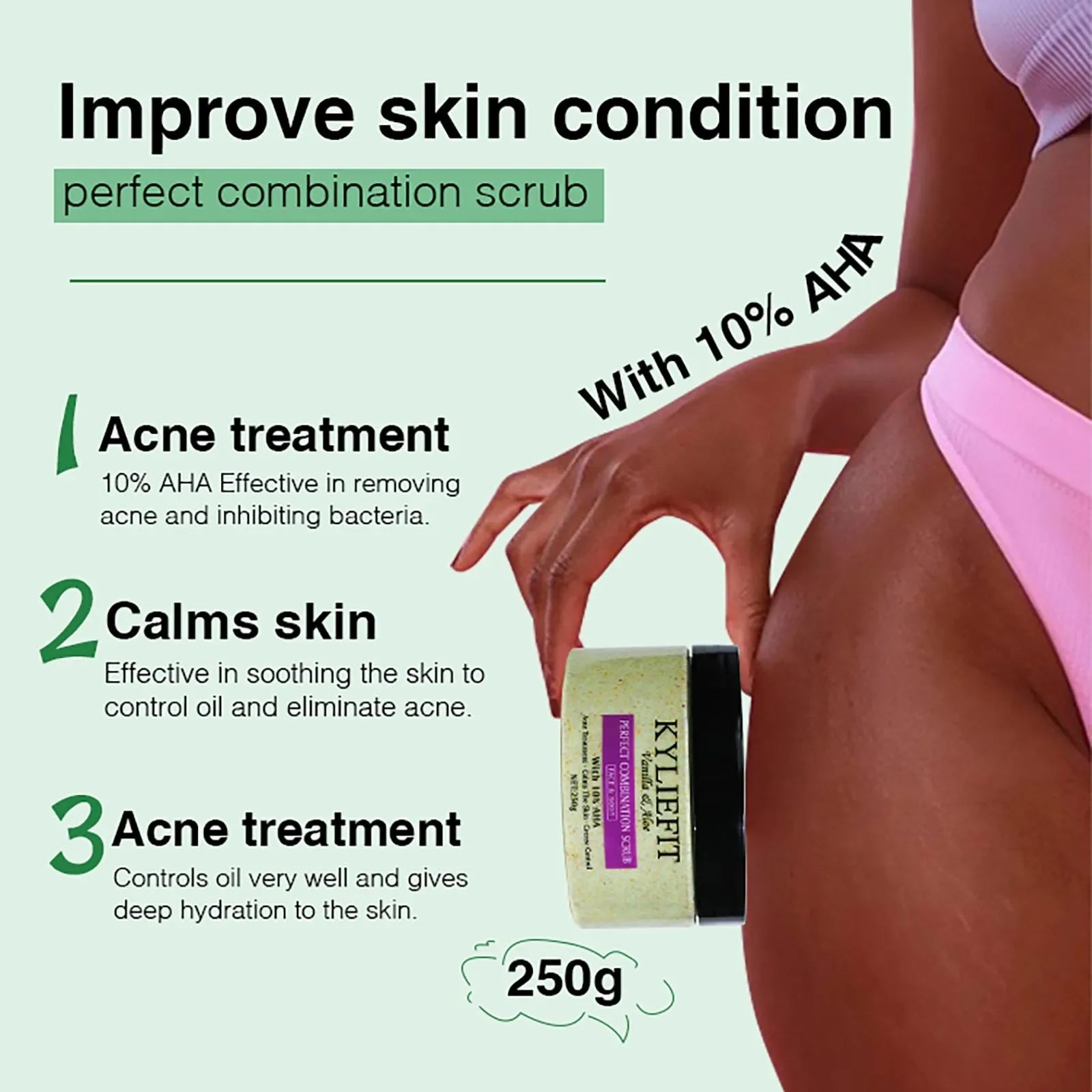 Natural Vanilla & Aloe Perfect Combination Scrub, With 10% AHA, Spots Treatment