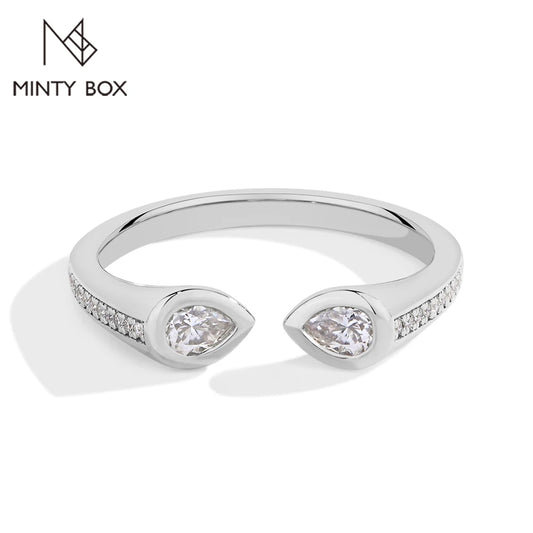 MINTYBOX Pear Shape Lab Grown Diamond Ring 0.5CT S925 Silver Moissanite Rings For Women 18k White Gold Plated Wedding Jewelry