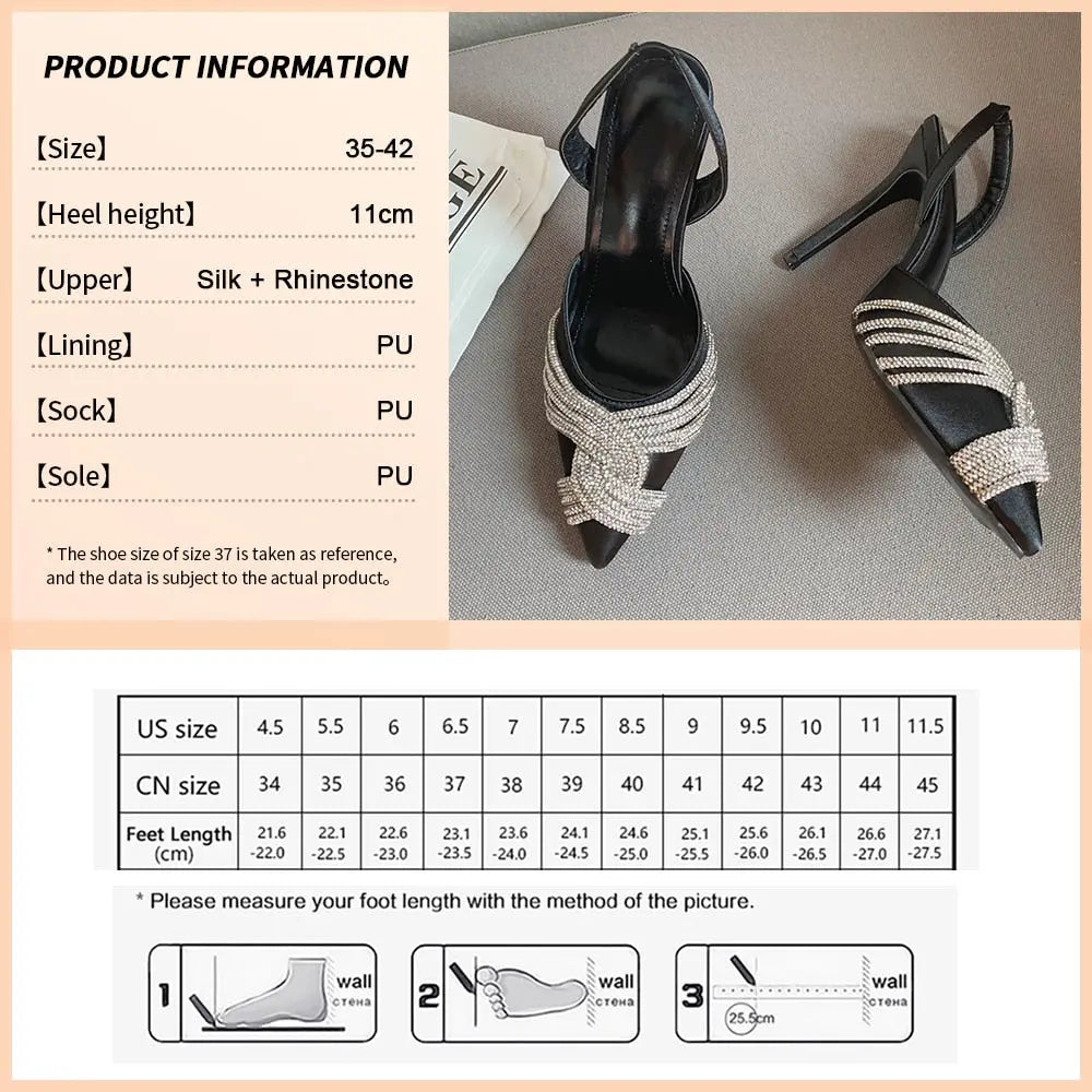 GOGD New 2022 Fashion Women Pumps Sandals Summer Sexy High Heels Rhinestones Elegant Pointed Toe Transparent PVC Party Shoes