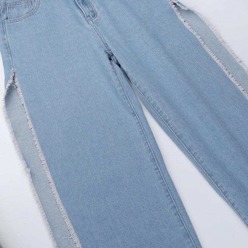 High Waisted Side Split Out Jeans Women Casual Loose Cargo Black Pants Streetwear Autumn Wide Leg Long Baggy Y2k Jeans XY23154SK LUXLIFE BRANDS