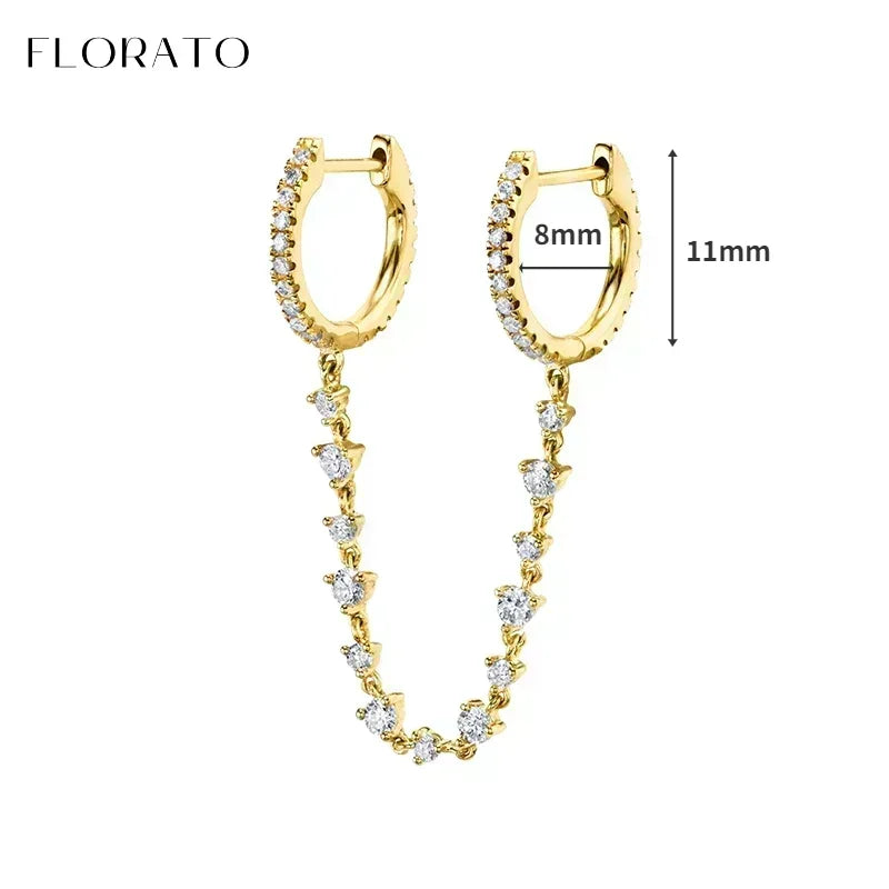 Luxury white crystal zircon earrings 925 sterling silver ear needles Hoop gold earrings For women Fashion Luxury Wedding Jewelry Luxlife Brands