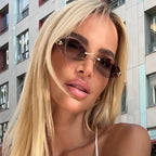 Trendy Rimless Polygonal Sunglasses Stylish Gradient Lens Metal Shades Eyewear Luxury Brand Small Rhombus Vintage Sun Glasses Luxlife Brands