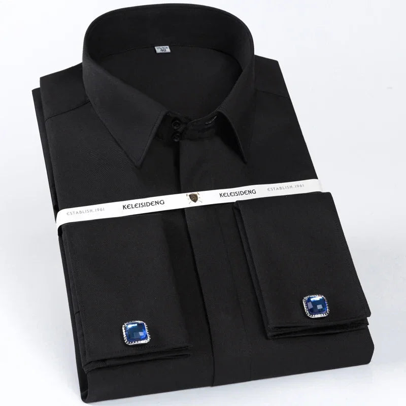 Classic French Cuff Hidden Button Dress Shirt Luxlife Brands