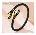 Double Snake Head Cuff Bangles Braided Leather Luxlife Brands