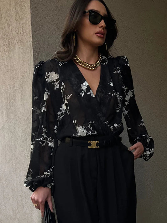 Queen B Floral Sheer Blouse